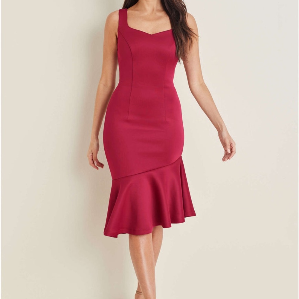 VENUS Elegant Parisian Red Midi Dress - Size L